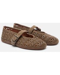 Alaïa - La Ballerine Suede Mary Jane Flats - Lyst