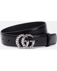 Gucci - Cinturón Fino Gg Marmont Con Cristales, Talla 75 - Lyst