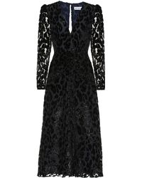 Self-Portrait Robe midi en dévoré métallisé - Noir