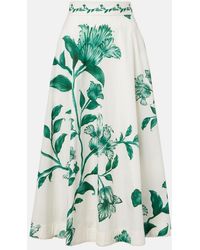 Agua Bendita - Bergamota Embellished Floral Cotton Midi Skirt - Lyst
