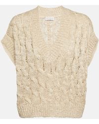 Brunello Cucinelli - Cable-knit Embellished Sweater Vest - Lyst