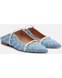 Malone Souliers - Maureen Leather-Trimmed Denim Mules - Lyst
