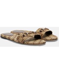 Gucci - Horsebit Gg Canvas Slides - Lyst