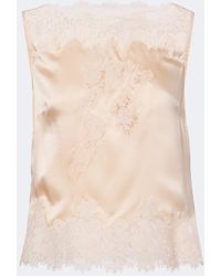Doen - Viviane Lace-Trimmed Silk Satin Top - Lyst