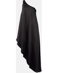 Norma Kamali - Asymmetric One-shoulder Satin Midi Dress - Lyst
