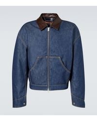 Acne Studios - Leather-Trimmed Denim Jacket - Lyst