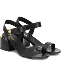 Burberry Hollywell Leather Sandals - Black