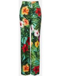 Dolce & Gabbana - Floral Cotton Wide-Leg Pants - Lyst