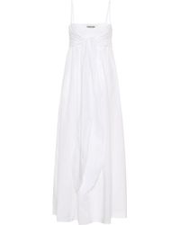 Lyst - Burberry Brit Gathered Waist Silk Cotton Dress in White
