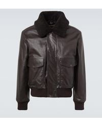 Lemaire - Shearling-Trimmed Leather Blouson Jacket - Lyst