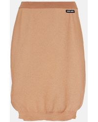 Miu Miu - Logo Knitted Midi Skirt - Lyst