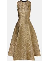 Emilia Wickstead - Mara Metallic-Effect Seersucker Midi Dress - Lyst