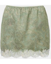 Saint Laurent - Lace-Trimmed Cotton-Blend Jacquard Miniskirt - Lyst