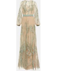 Costarellos - Sequined Layered French Tulle Gown - Lyst