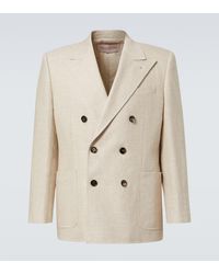 Valentino - Double-Breasted Linen-Blend Blazer - Lyst