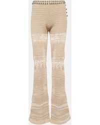 Rabanne - Embellished Crochet Cotton Flared Pants - Lyst