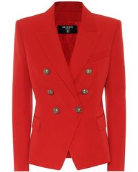 Balmain Blazer doppiopetto in lana - Rosso