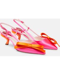 Roger Vivier - Shiny Pink/orange Virgule Bow Slingback Pumps - Lyst