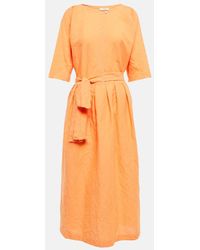 Vince - Belted Linen And Cotton Dress - Lyst