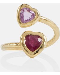Octavia Elizabeth - Moi And Toi 18kt Gold Ring With Sapphires And Rubies - Lyst