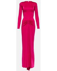 Victoria Beckham - Gathered Jersey Midi Dress - Lyst