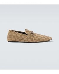 Gucci - Horsebit Gg Canvas Distressed Loafers - Lyst