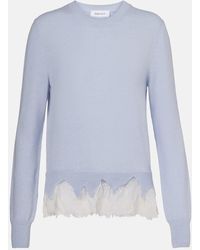 McQueen - Lace-Trimmed Wool And Cashmere Sweater - Lyst