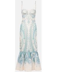 Zimmermann - Robe De Cocktail Illuminate En Soie Et Lin - Lyst