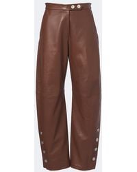 Sportmax - Leather Barrel-Leg Pants - Lyst