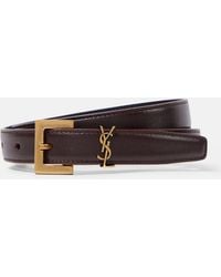 Saint Laurent - Cassandre Slim Leather Belt - Lyst