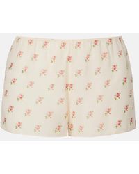 KHAITE - Tilly Floral Silk Organza Shorts - Lyst
