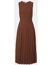 STAUD - Elyse Knitted Pleated Midi Dress - Lyst