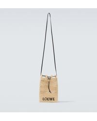 Loewe - Paula's Ibiza Logo Raffia Crossbody Bag - Lyst