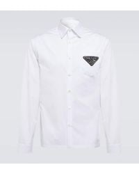 Prada - Camicia in cotone con logo - Lyst