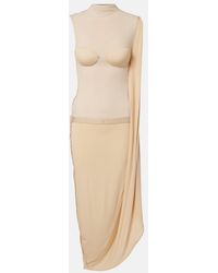 Jean Paul Gaultier - Lace-Trimmed Semi-Sheer Midi Dress - Lyst