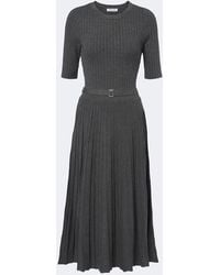 Veronica Beard - Elthea Belted Ribbed-Knit Midi Dress - Lyst
