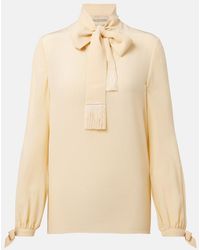 Valentino - Bow-Detail Silk Crepe Blouse - Lyst