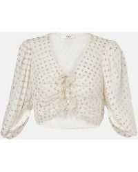 Chloé - Jacquard Silk-Blend Muslin Crop Top - Lyst