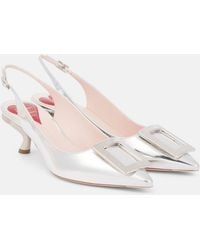 Roger Vivier - Virgule 55 Metallic Leather Slingback Pumps - Lyst