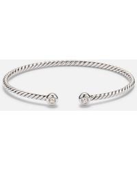 David Yurman - Pulsera Cable Flex Micro De Plata De Ley 925 Con Diamantes - Lyst
