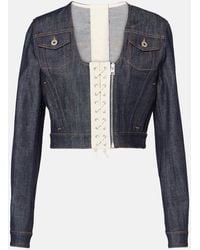 Jean Paul Gaultier - Lace-Up Cropped Denim Jacket - Lyst