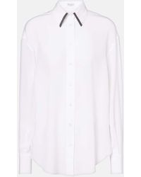 Brunello Cucinelli - Camisa De Saten De Seda Con Cuentas Monili - Lyst