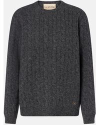 Valentino - Cable-Knit Virgin Wool Mouline Sweater - Lyst