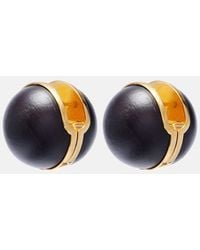Alaïa - Boucles D'Oreilles Sphere En Bois - Lyst