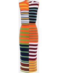 Marni - Striped Wool Midi Dress - Lyst
