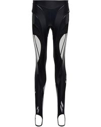 Leggings con design color-blockMugler in Materiale sintetico di colore Nero Donna Abbigliamento da Pantaloni casual eleganti e chino 