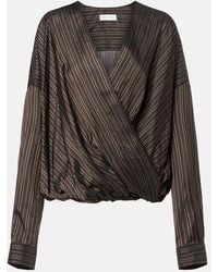 Dries Van Noten - Striped Draped Wrap Top - Lyst