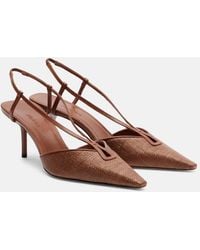 Max Mara - Leather-Trimmed Slingback Pumps - Lyst