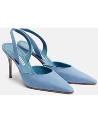 Manolo Blahnik - Borelapla Suede Slingback Pumps - Lyst