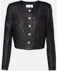 Carolina Herrera - Sequined Cropped Lame Tweed Jacket - Lyst